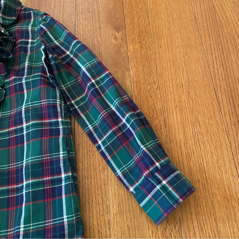 Ralph Lauren Classic Flannel Ruffles Long-Cuff Sleeves Shirtdress - Picture 4 of 9